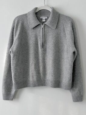 Athleta Gray Wool Cashmere Alpine 1/4 Zip Sweater